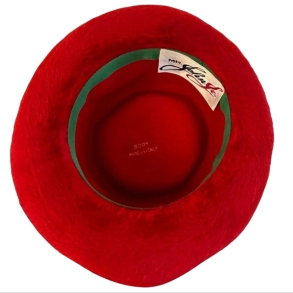 MR JOHN New York Paris Vintage Red Italian Fur Felt Hat Classic 1950s Hollywood - Picture 8 of 10